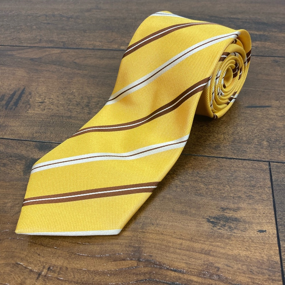 TESTA Men’s Silk Tie Yellow Maroon MADE IN ITALY EUC